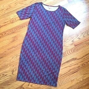 NEW Lularoe Blue & Burgundy Julia Sheath/Bodycon Midi Dress Sz XL